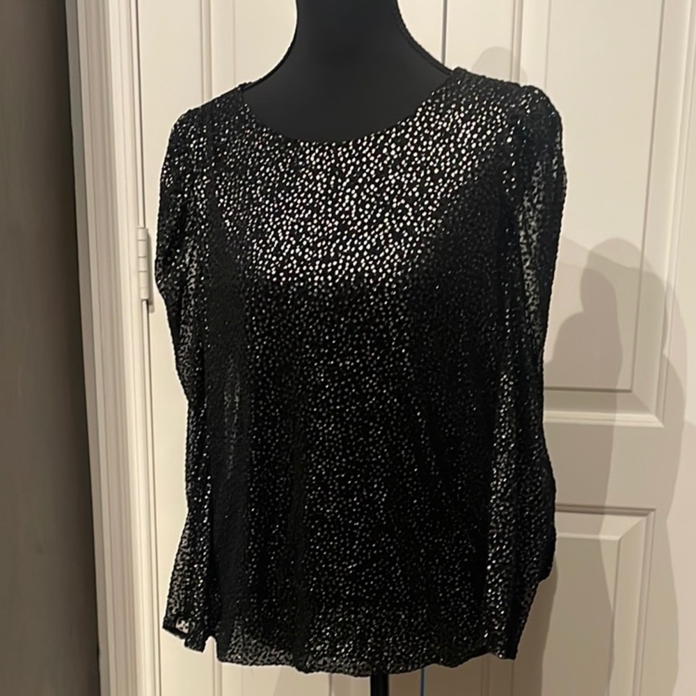 Alfani Shimmering Black Sleeve Blouse (A)